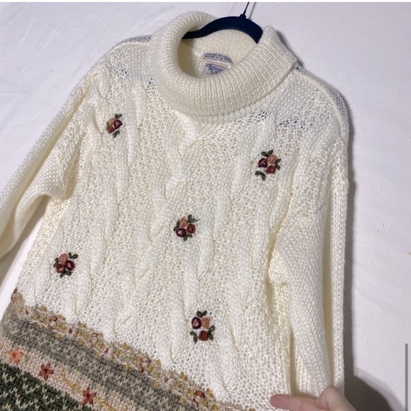 Vintage Huntington Ridge Hand Knit Turtleneck Sweater L - Picture 8 of 13